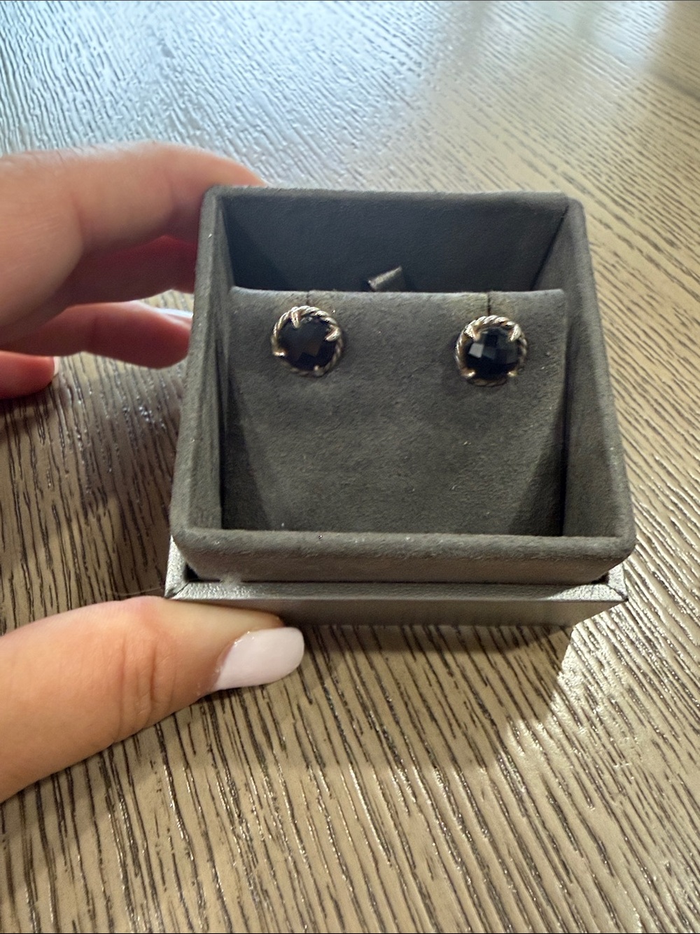 Authentic David Yurman Earrings - Stone Silver-Tone Stud Earrings